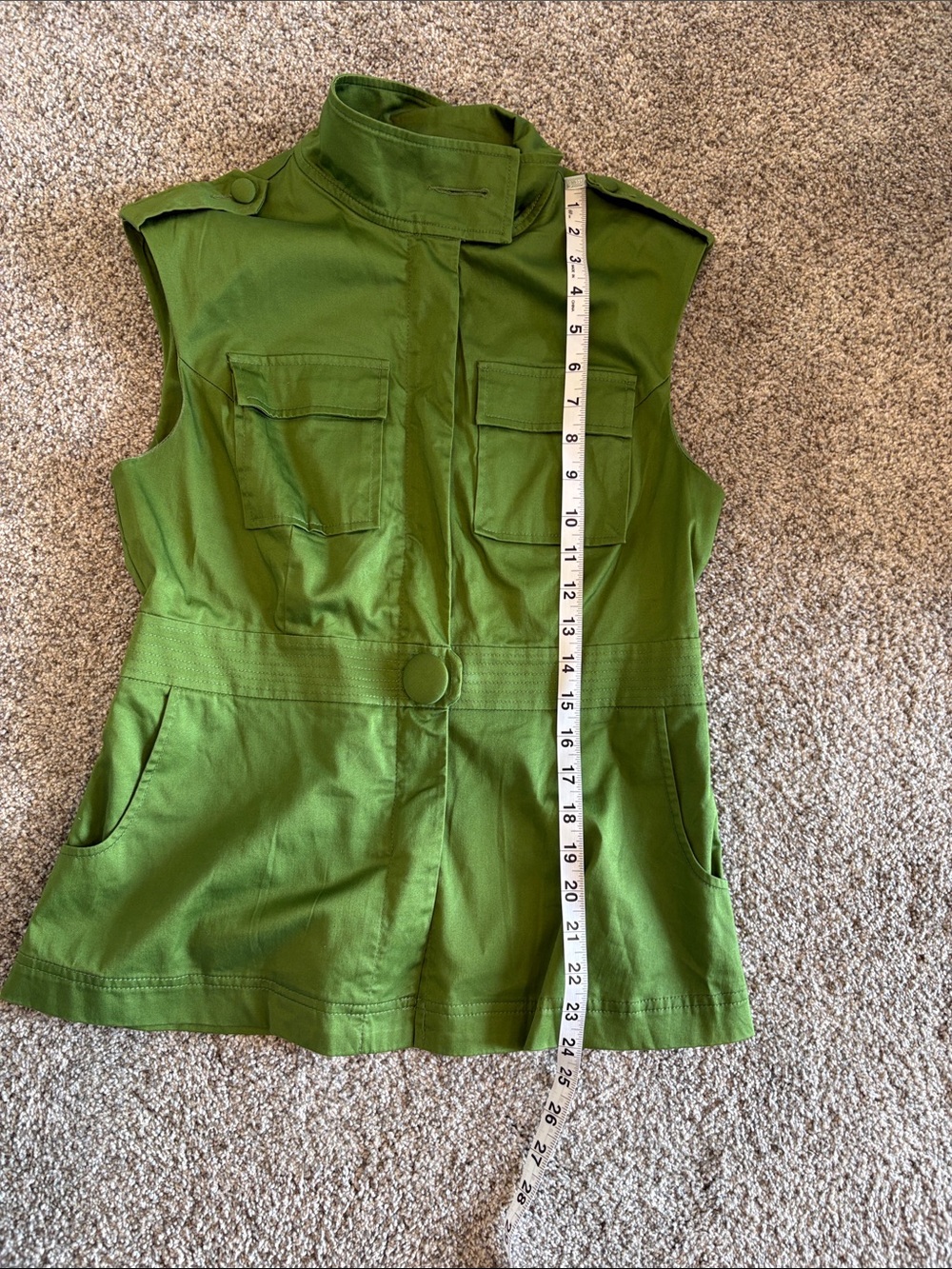 Kensie Bright Olive Green Sleeveless Utility Vest size small - Picture 9 of 9
